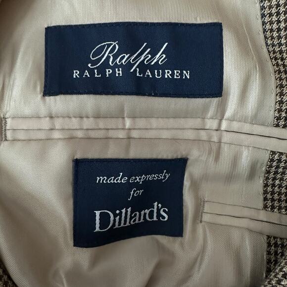 Vintage Ralph by Ralph Lauren Blazer Micro Check Tan Brown Jacket Men's Size 43R - Picture 4 of 12